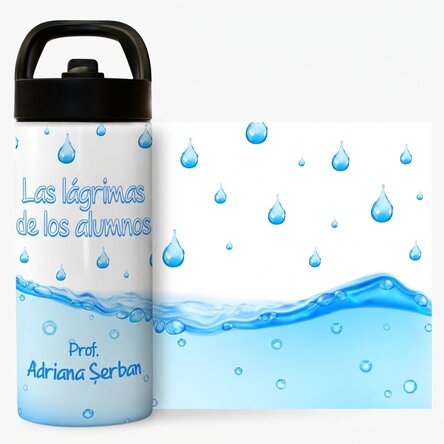 Término con asa y pajita personalizado con nombre - Las lágrimas de los alumnos