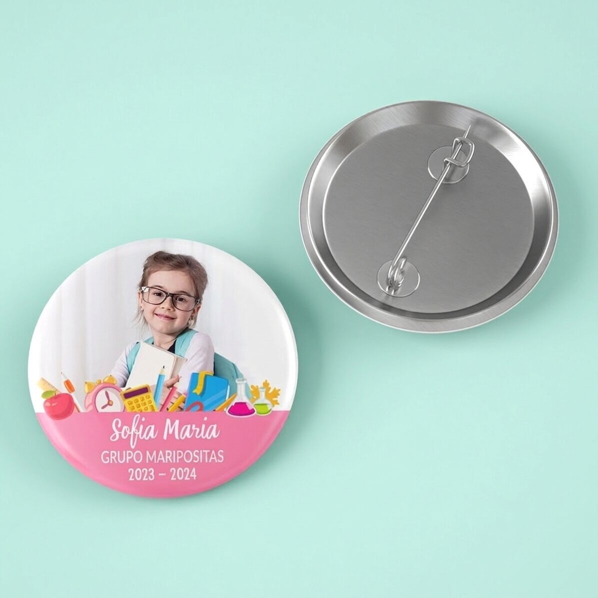 Insignia personalizada con foto y texto - Vuelta al cole