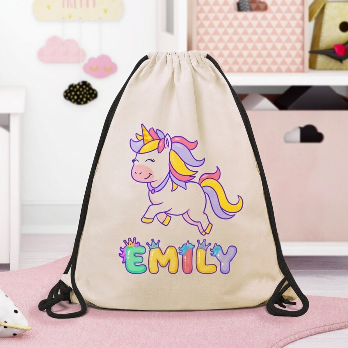 Mochila personalizada con nombre - Unicornio