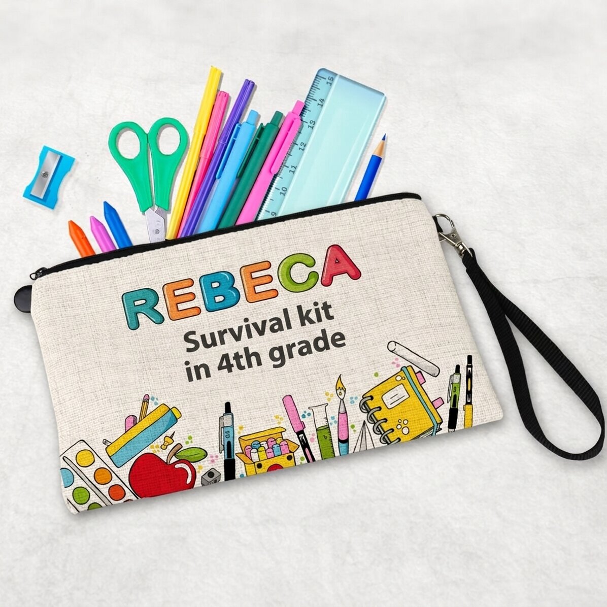 Estuche para niños personalizado con texto - Kit para el colegio