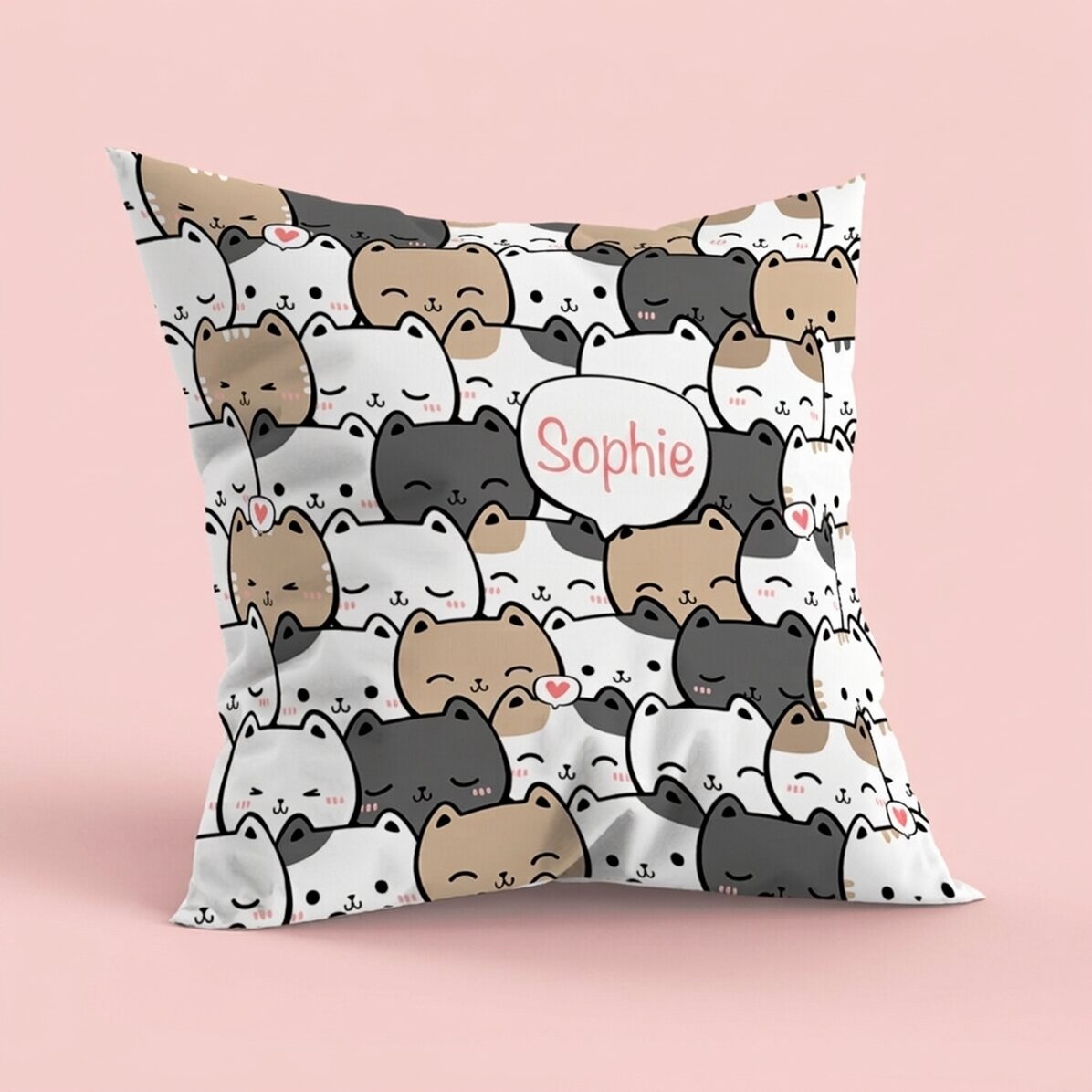 Cojín personalizado con nombre, tamaño grande - Gatitos