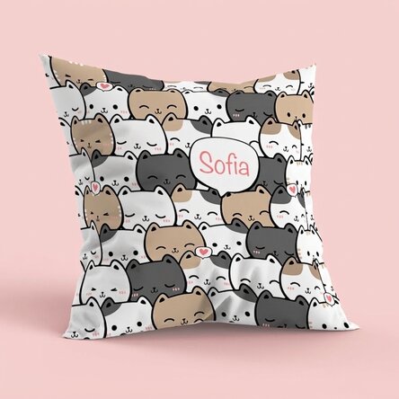 Cojín personalizado con nombre, tamaño grande - Gatitos