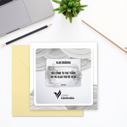 Tarjeta rasca y gana personalizada con logotipo y texto - White Welcome