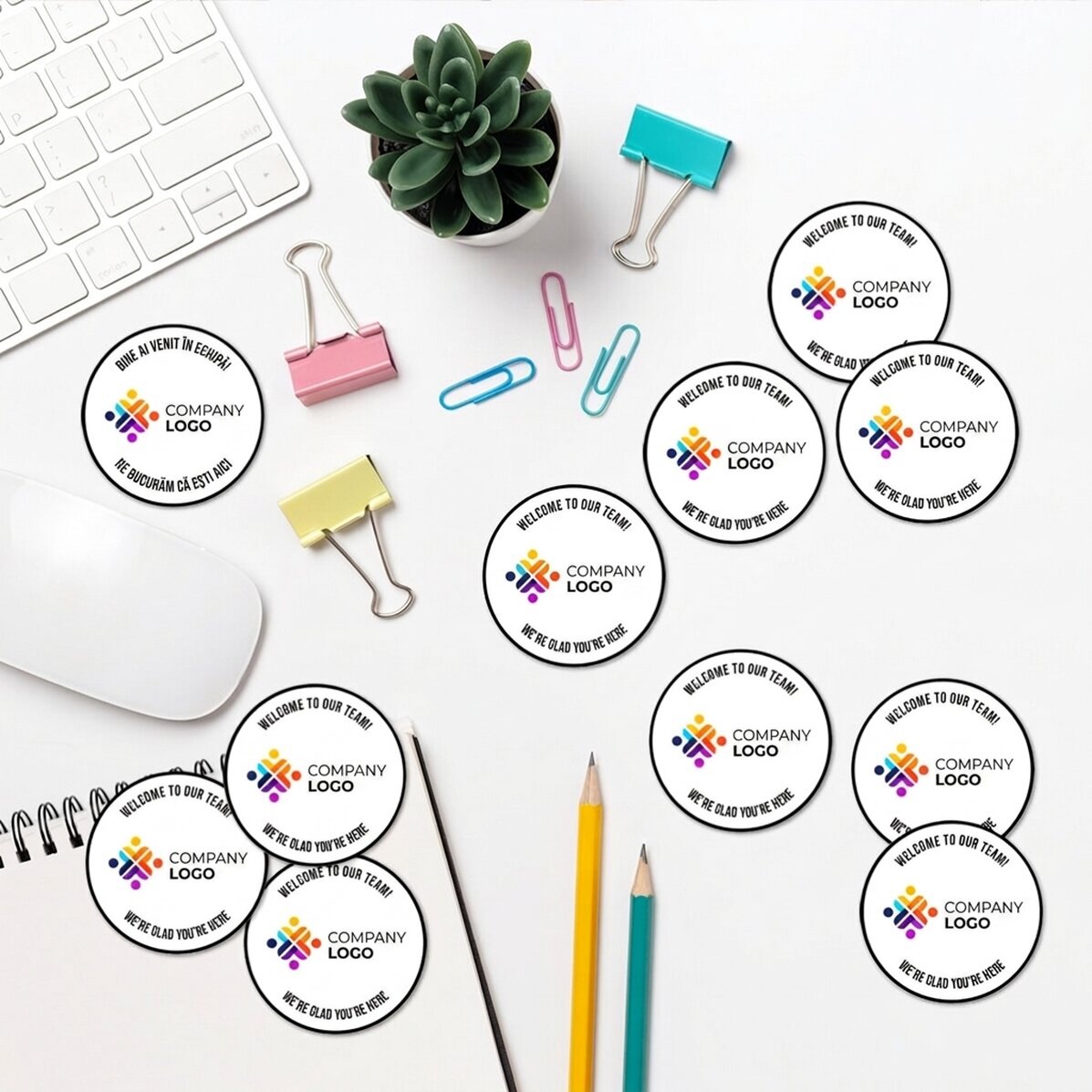 Juego de 12 pegatinas (etiquetas autoadhesivas) redondas, de 5 cm de diámetro, personalizadas con lo