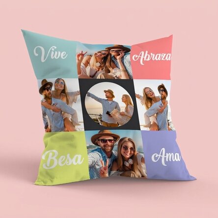 Cojín personalizado con 5 fotos, tamaño grande - Joyful