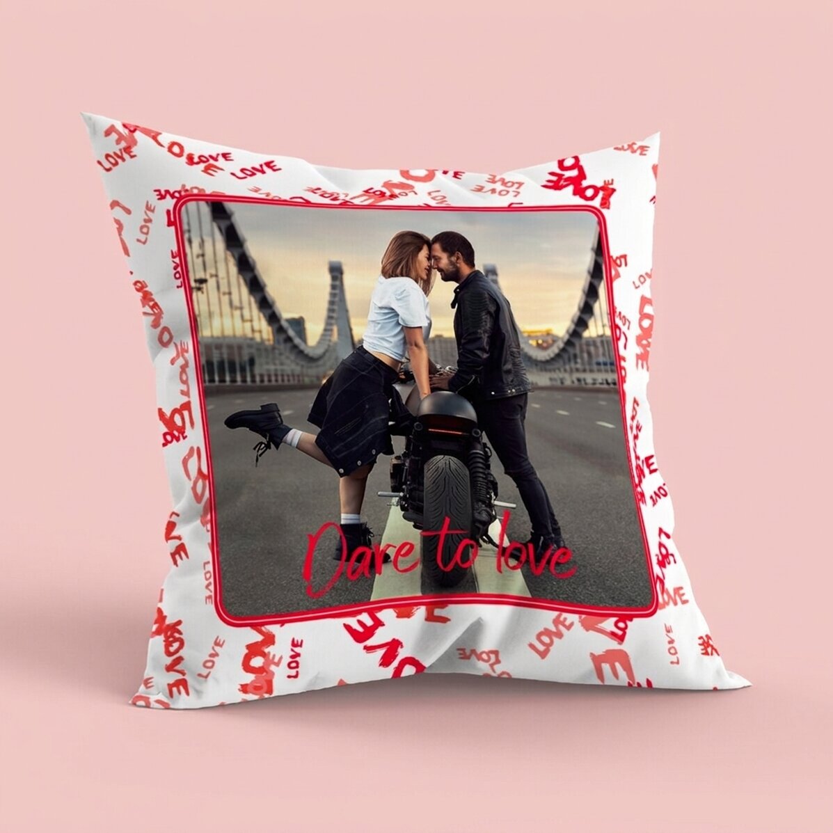Cojín personalizado con 5 fotos, tamaño grande - Dare to love