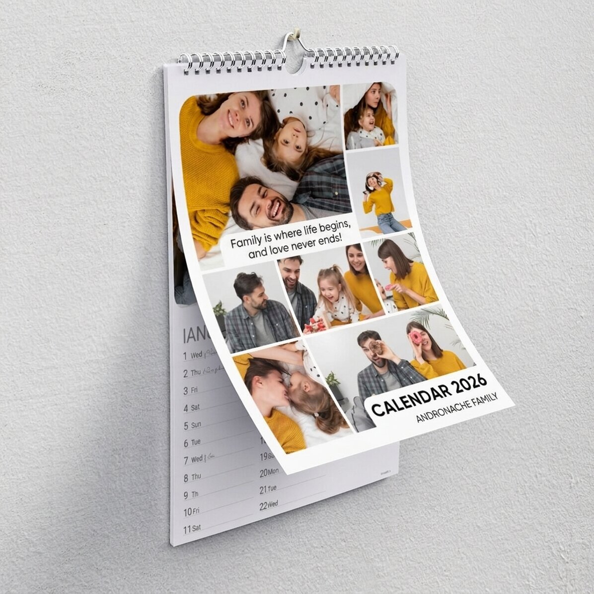Calendario personalizado con fotos y mensaje