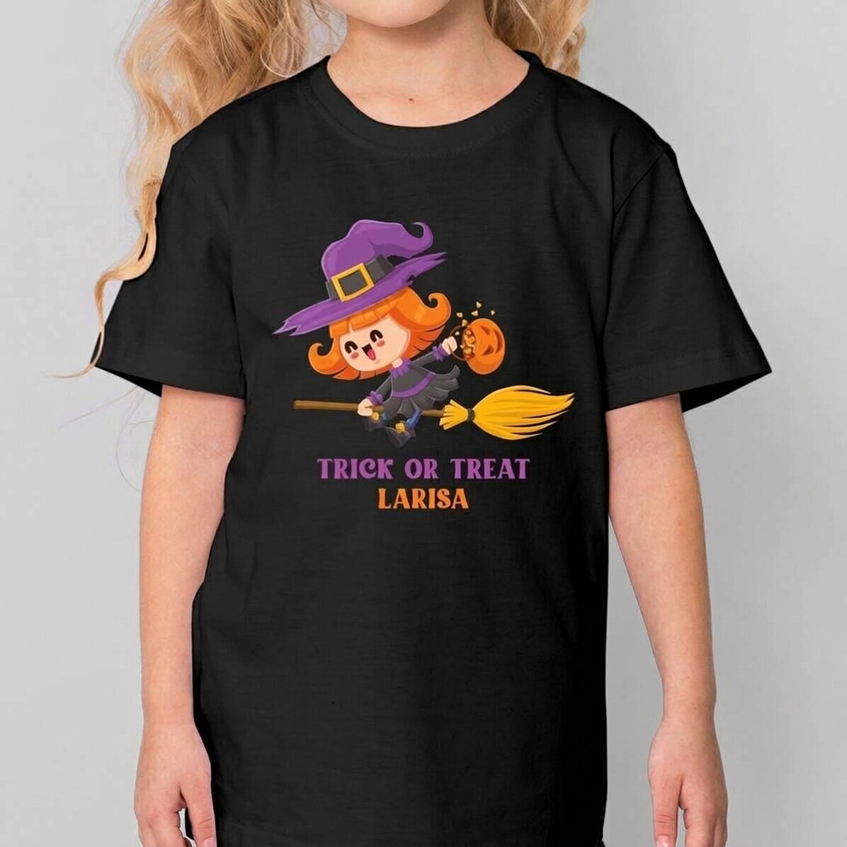 Camiseta de algodón para niños con personajes de Halloween, personalizada con el texto «Trick or Tre