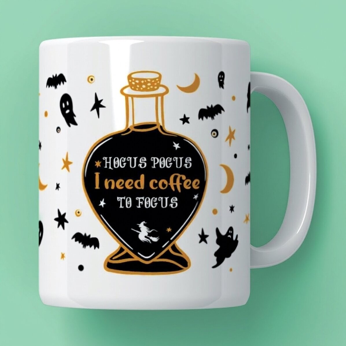 Taza personalizada con texto para Halloween - Hocus Pocus