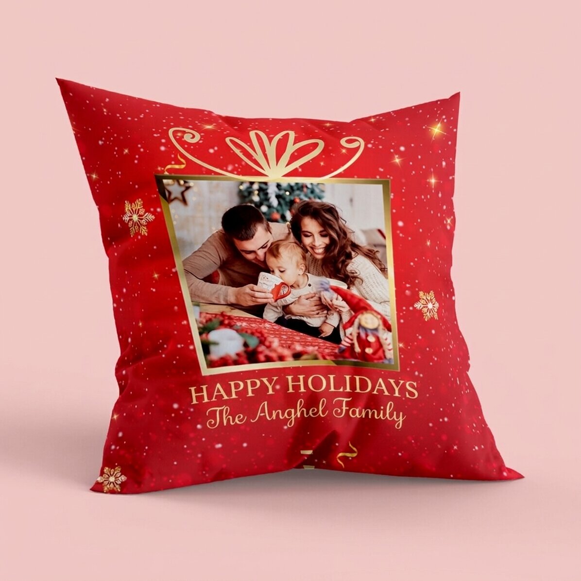 Cojín personalizado con una foto y un mensaje - Regalo de Navidad