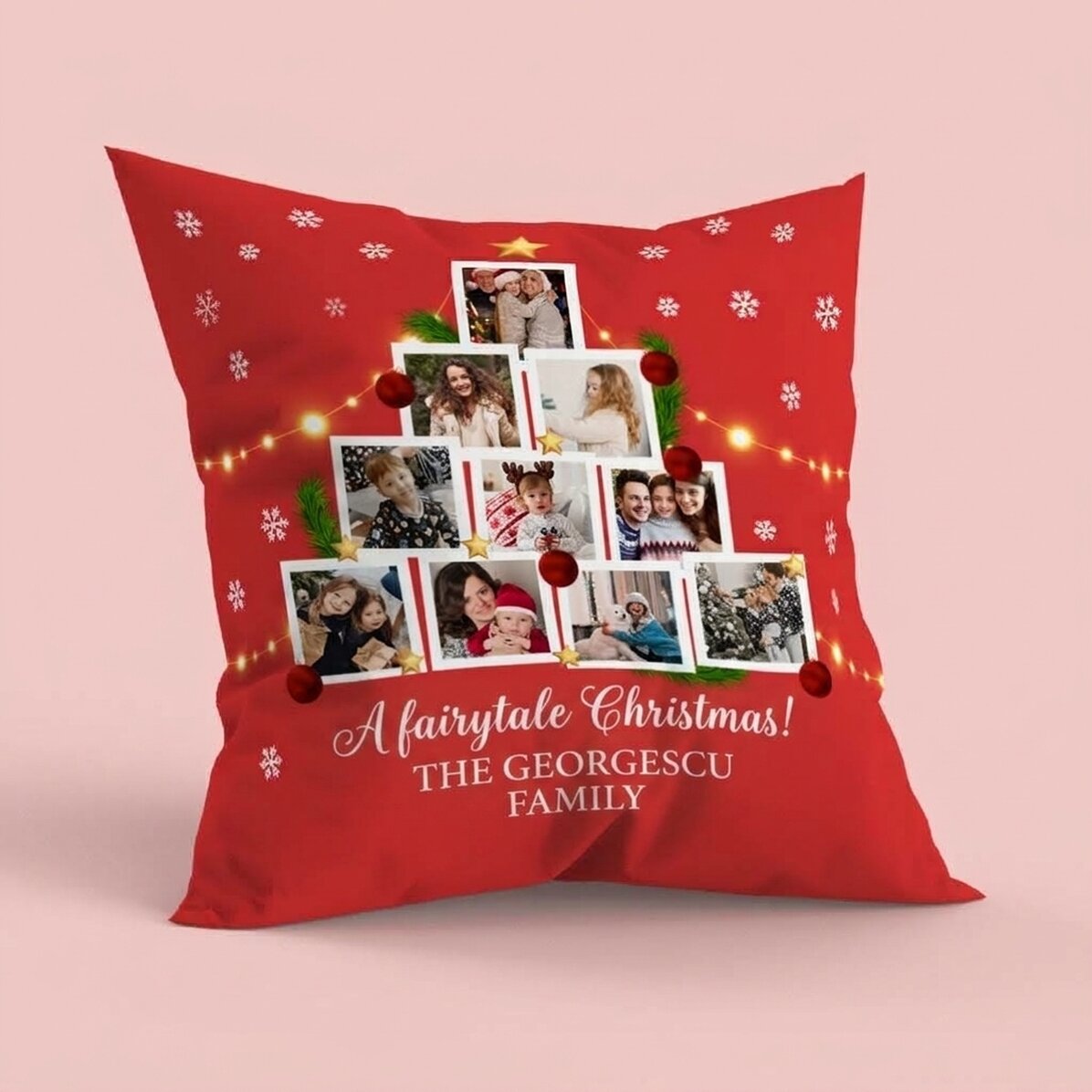 Cojín personalizado con 10 fotos y un mensaje - Navidad