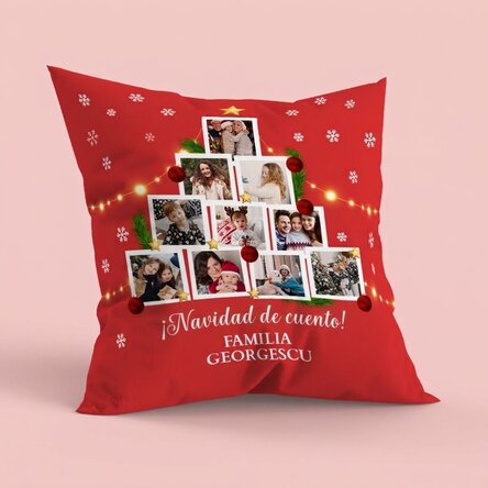 Cojín personalizado con 10 fotos y un mensaje - Navidad