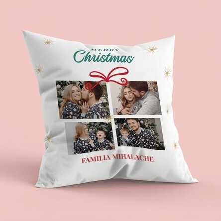 Cojín personalizado con 4 fotos y un mensaje - Regalo
