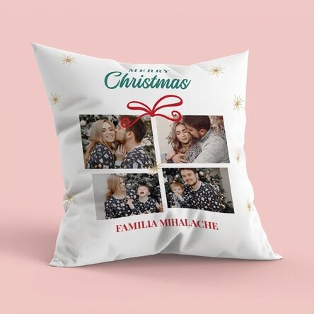 Cojín personalizado con 4 fotos y un mensaje - Regalo