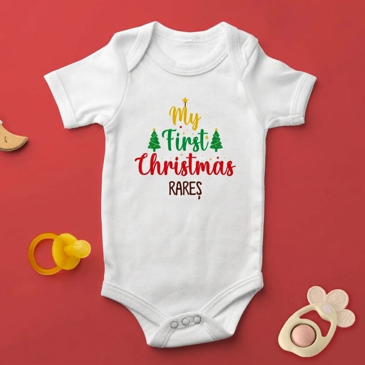 Body para niños personalizado con texto: «My first Christmas»