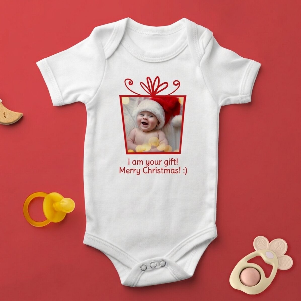 Body para niños personalizado con foto y texto - Regalo de Navidad
