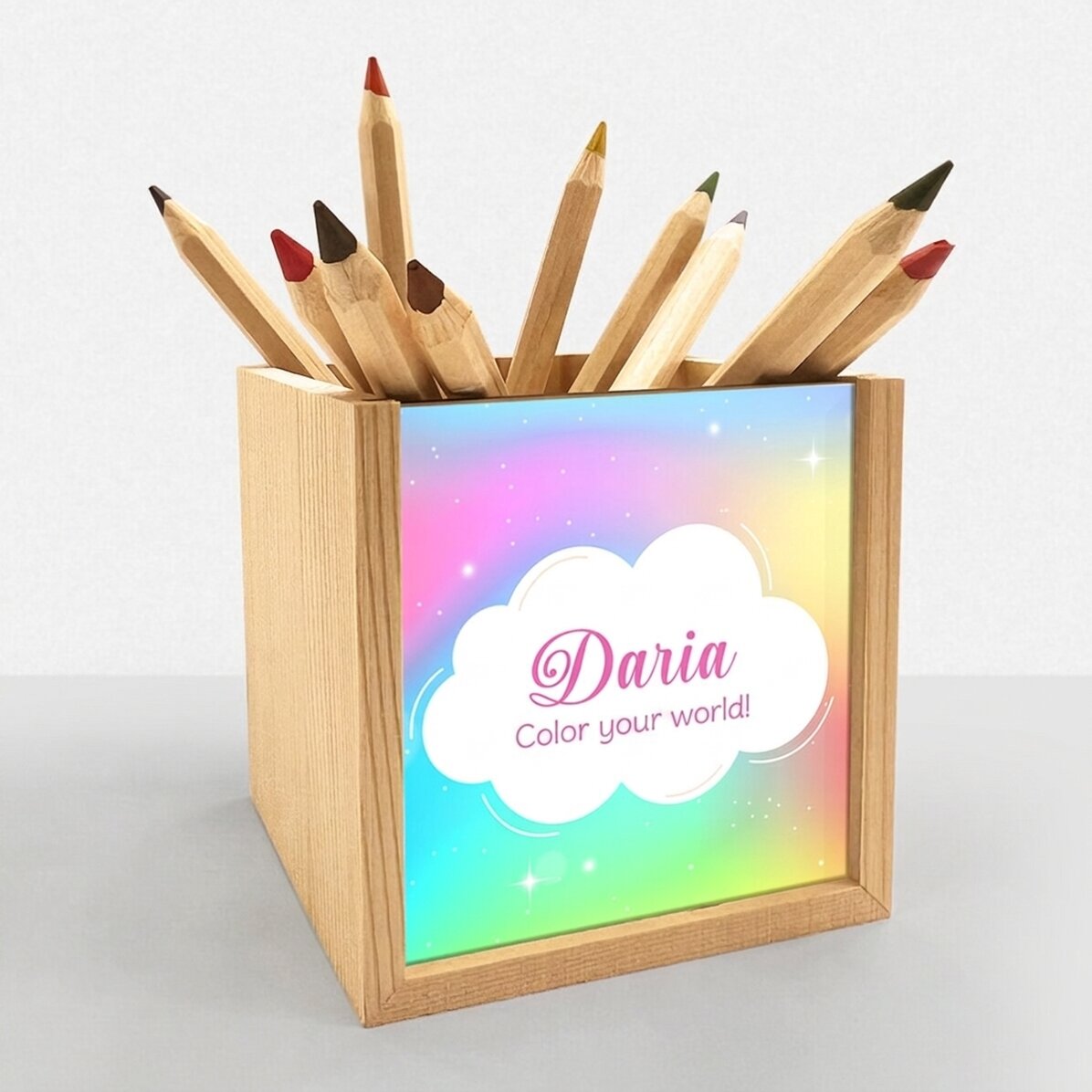 Portalápices personalizado con nombre - Arcoíris