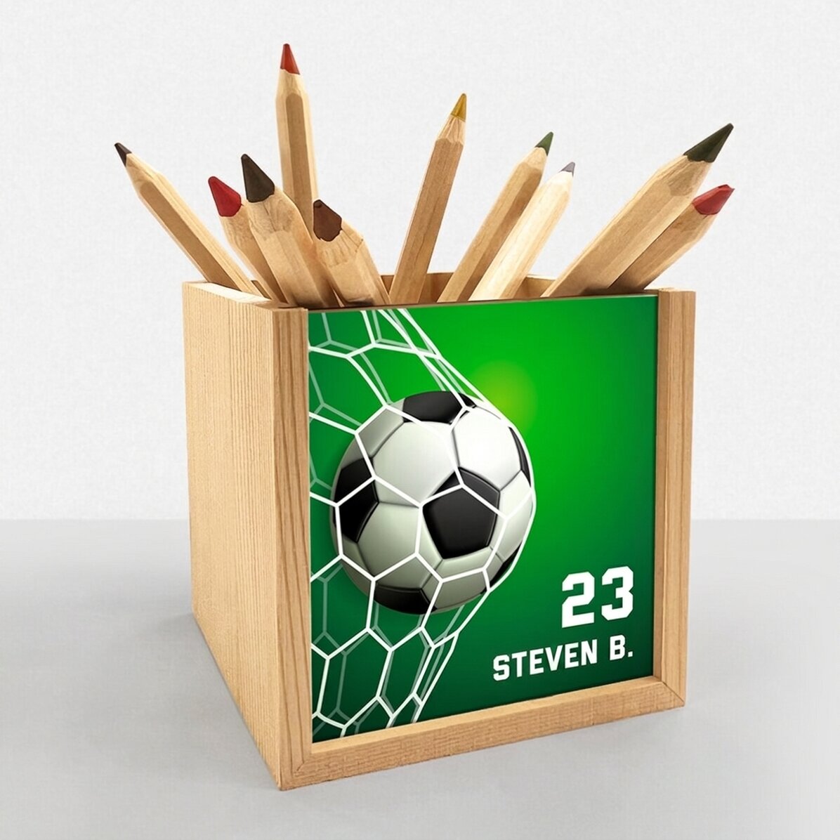 Portalápices personalizado con nombre - Fútbol