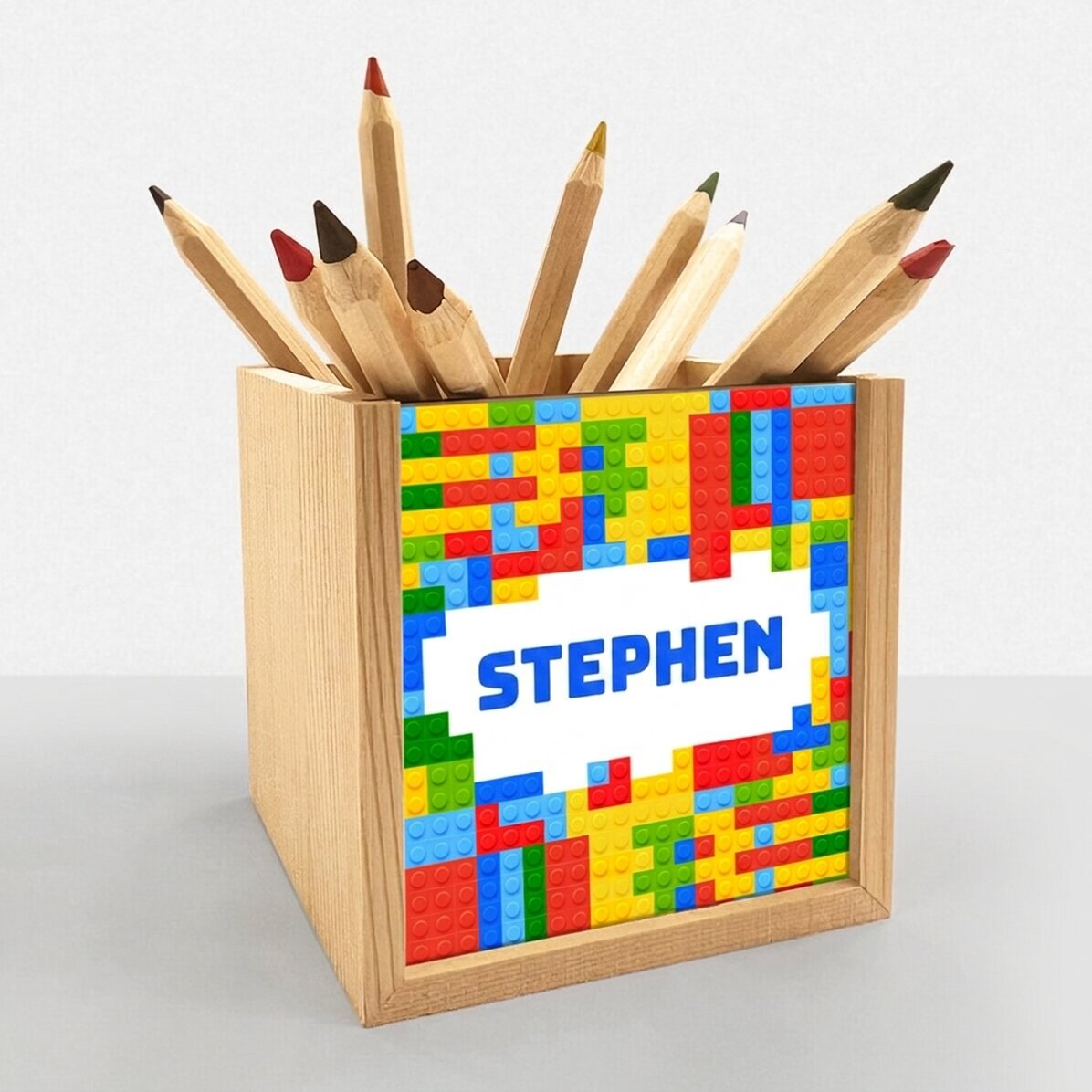 Portalápices personalizado con nombre - Lego