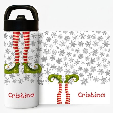 Término con asa y pajita personalizado con texto - Elf