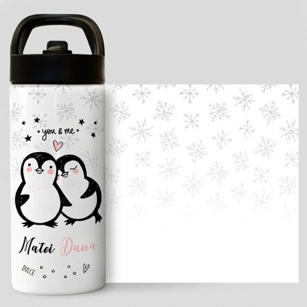 Término con asa y pajita personalizado con texto - You & Me