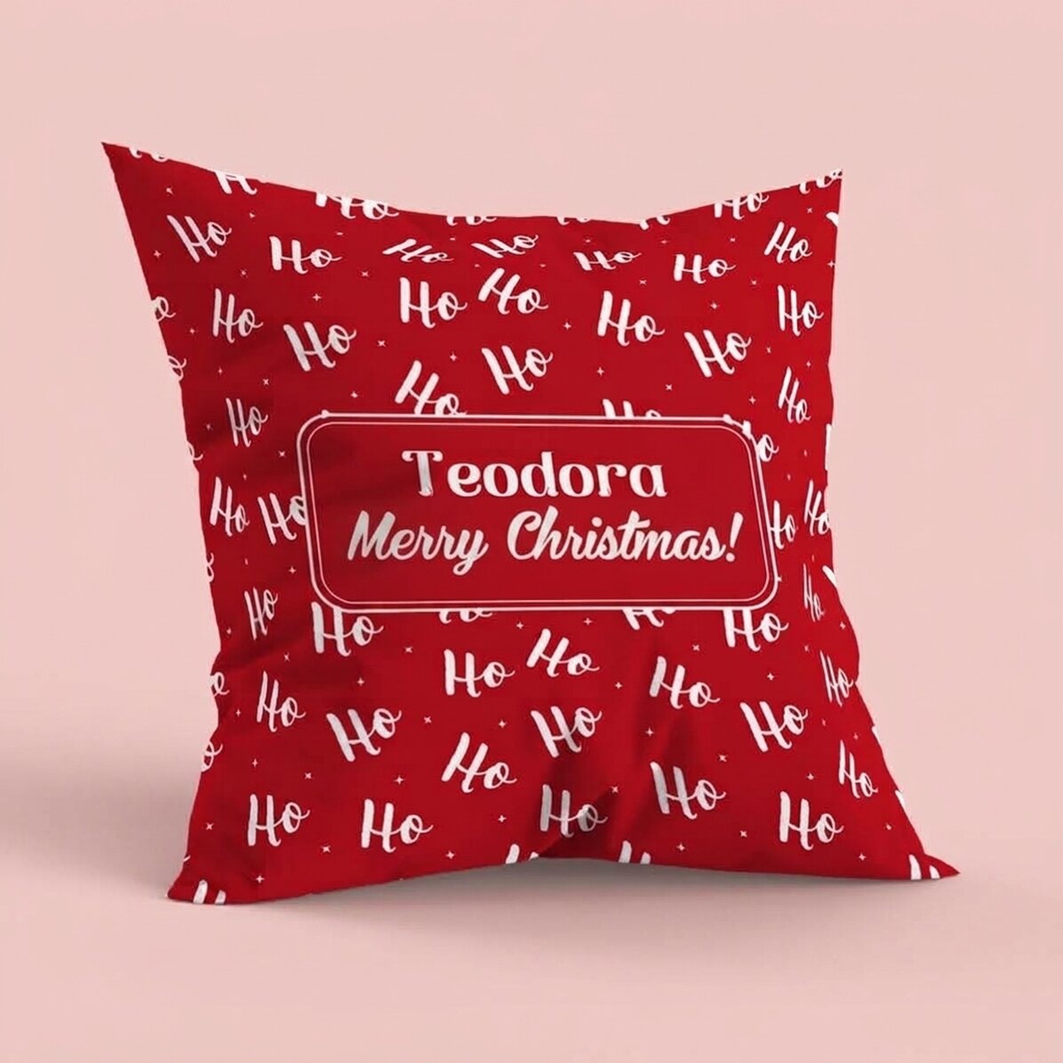 Cojín personalizado con texto, tamaño grande - HoHoHo