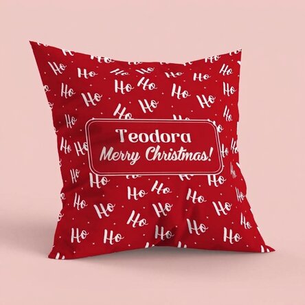 Personalised cushion with text, large size - HoHoHo