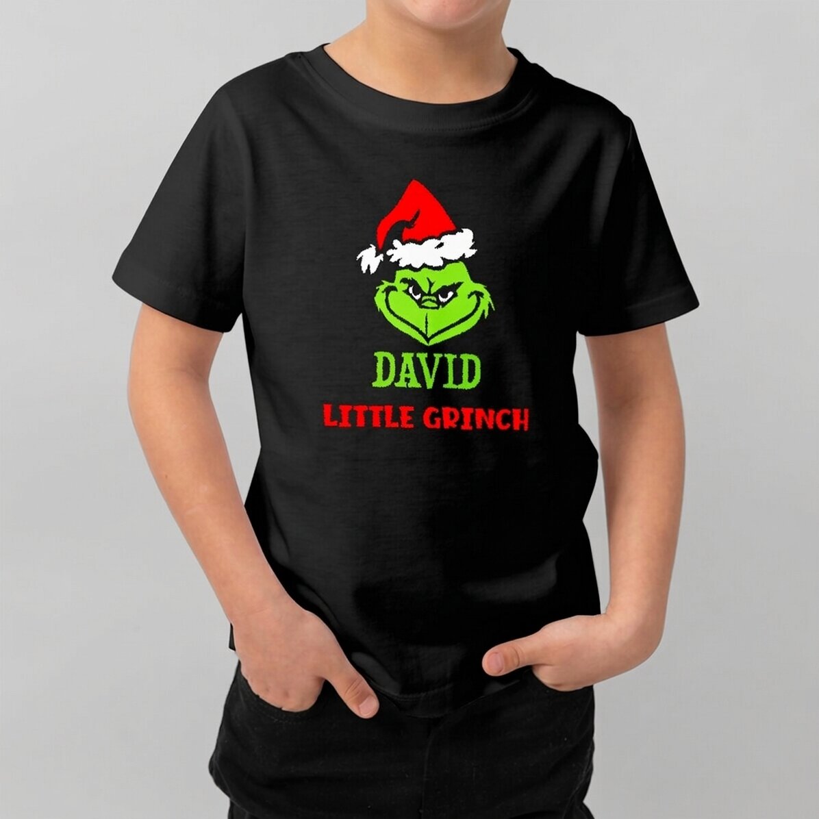 Camiseta de algodón para niños personalizada con texto - Grinch