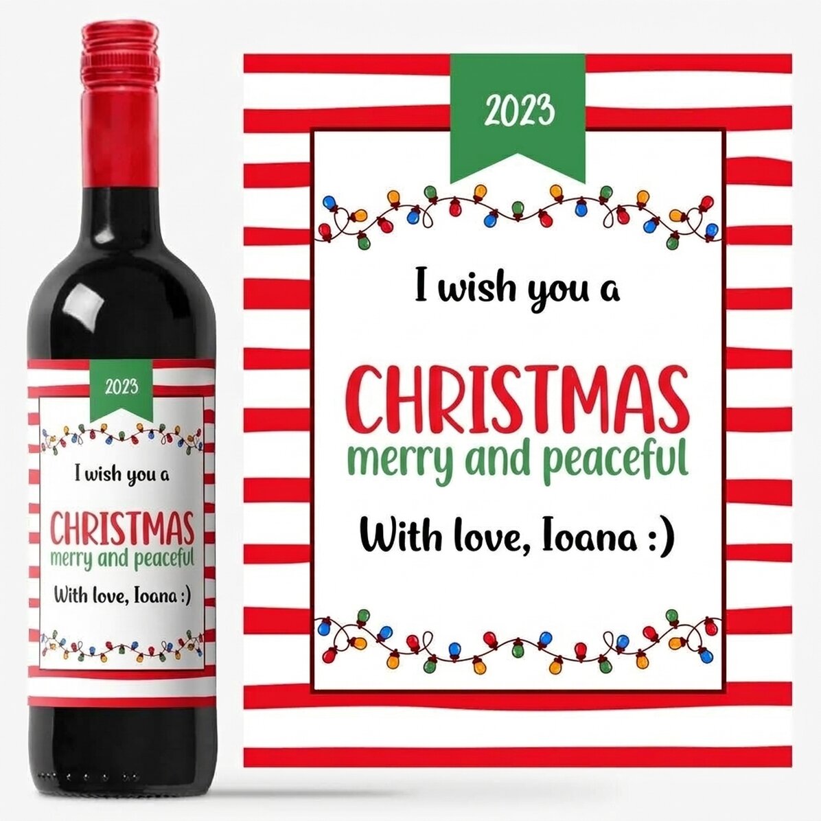 Vino personalizado con mensaje - Espíritu navideño