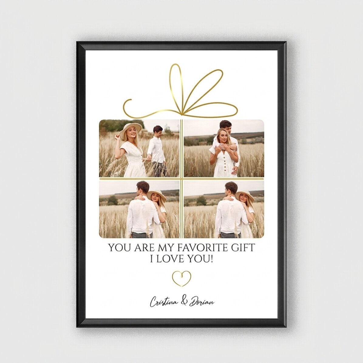 Cuadro personalizado con 4 fotos y un mensaje: el regalo perfecto