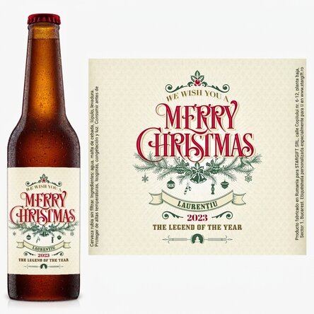 Cerveza personalizada con texto - Retro Christmas