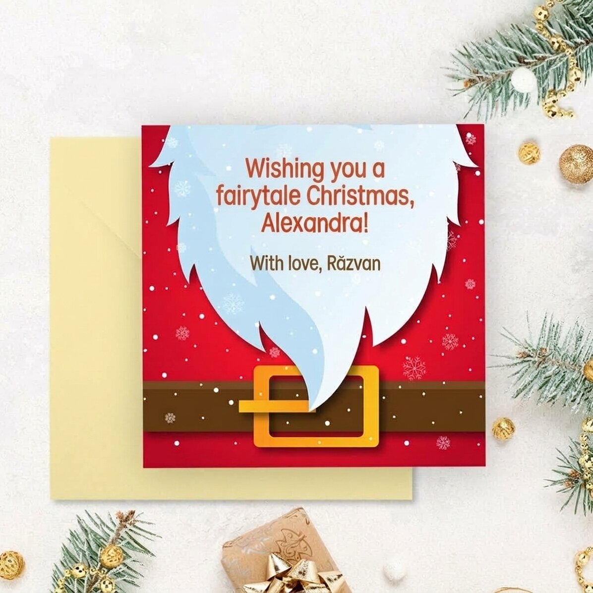 Tarjeta cuadrada personalizada con mensaje - Papá Noel