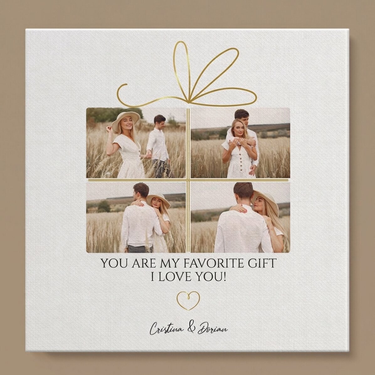 Lienzo personalizado con 4 fotos y texto - Recuerdos de regalo