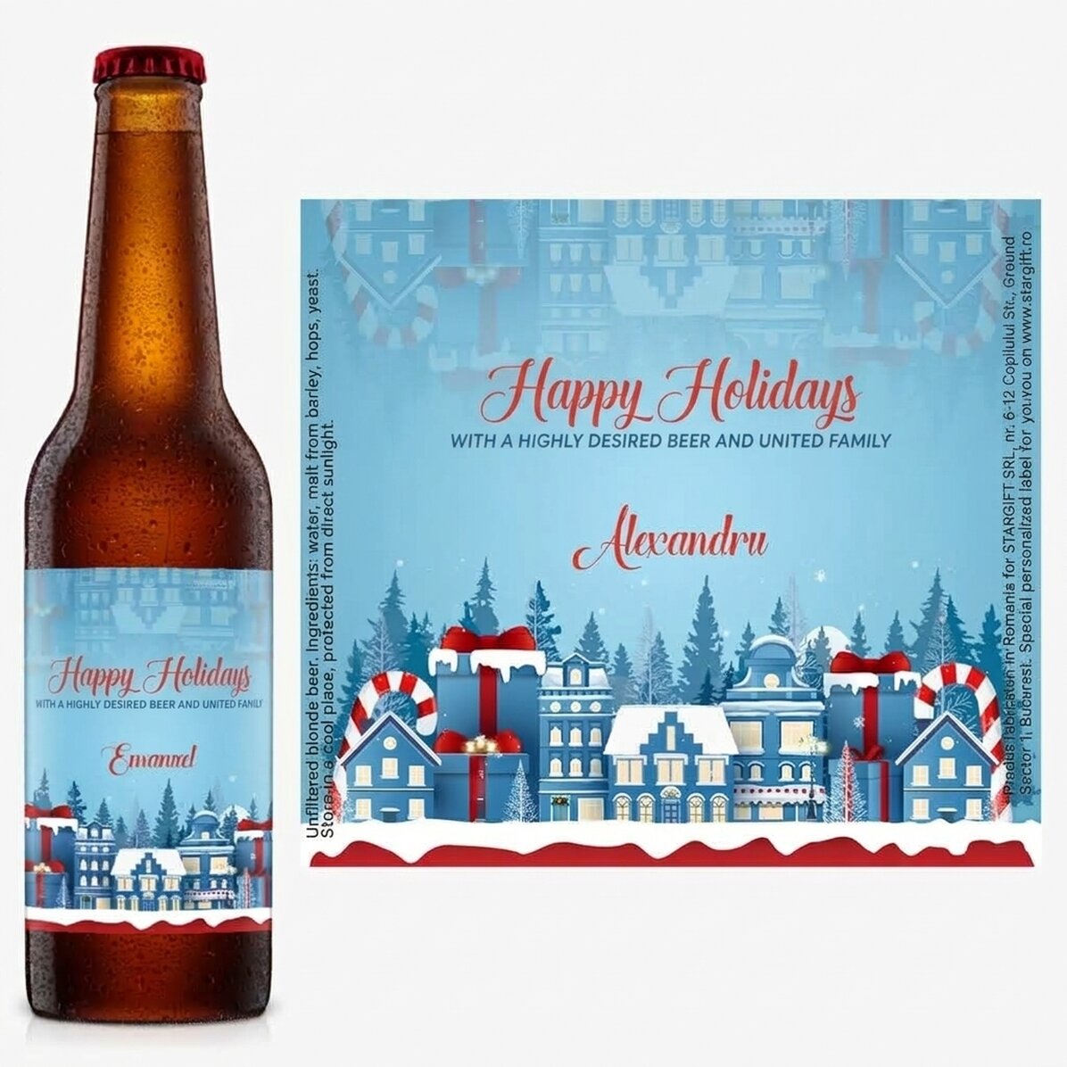 Cerveza personalizada con texto - Christmas Town