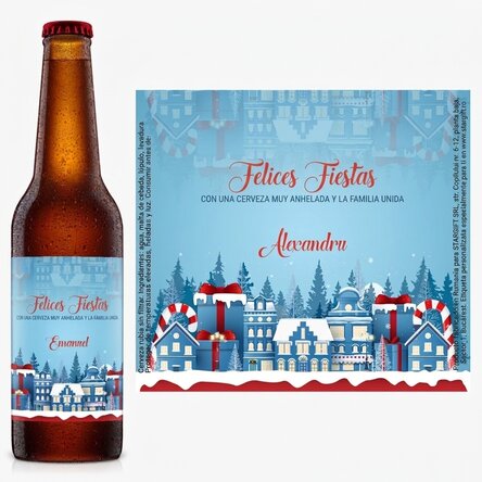 Cerveza personalizada con texto - Christmas Town