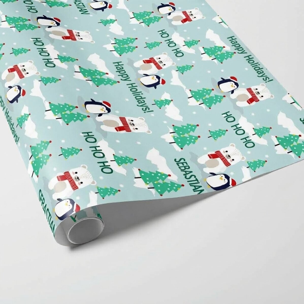 Papel de regalo personalizado con texto para niños - Navidad