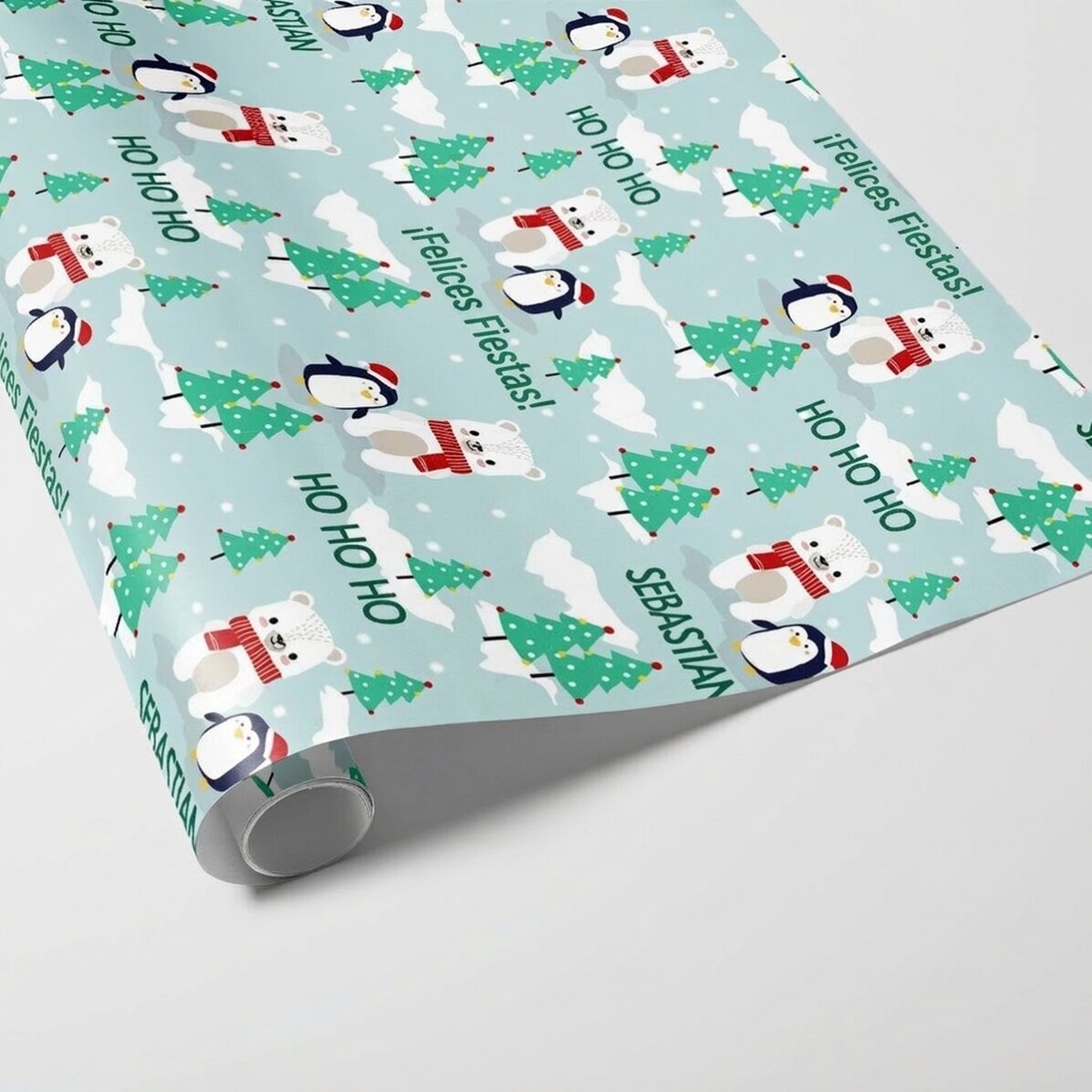 Papel de regalo personalizado con texto para niños - Navidad