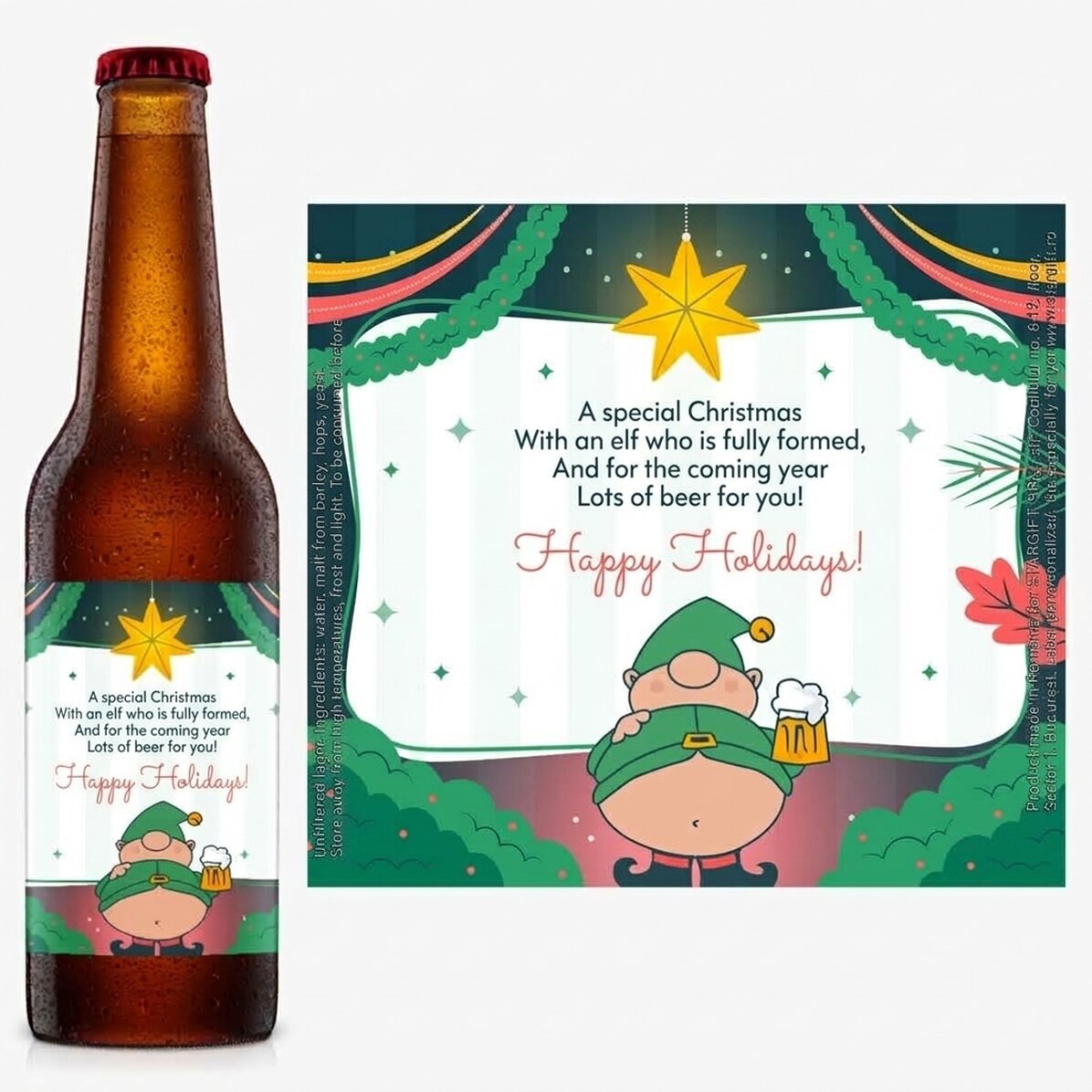 Cerveza personalizada con texto - Elfo cervecero