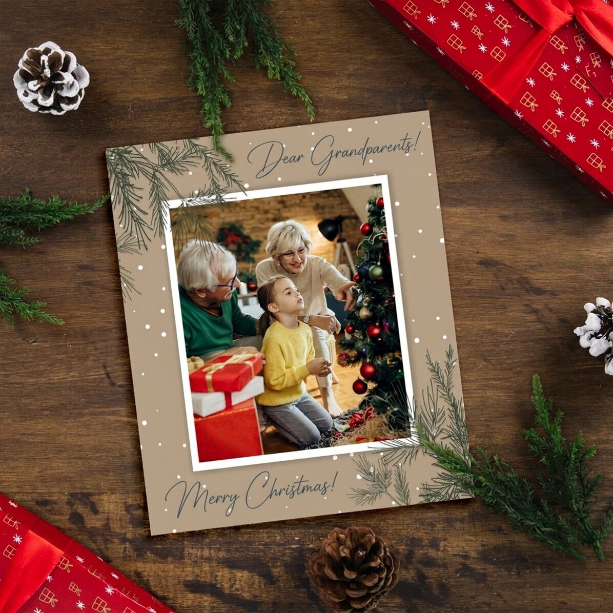 Foto personalizada de 10 x 12 cm con texto y foto - Ramitas de abeto