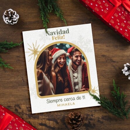 Foto personalizada de 10 x 12 cm con texto y foto - Snowflakes & Stars