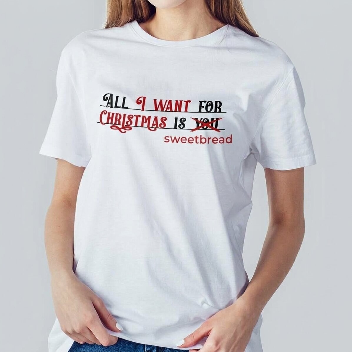 Camiseta de algodón personalizada con el texto «All I want for Christmas»
