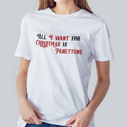 Camiseta de algodón personalizada con el texto «All I want for Christmas»