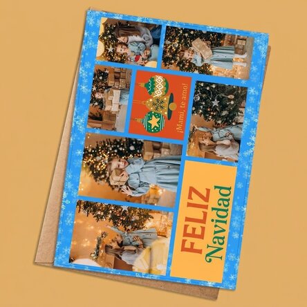 Tarjeta personalizada con 6 fotos y texto - Holly Jolly