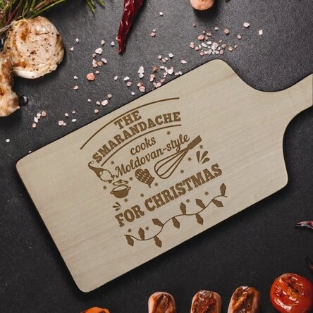 Personalised chopping board with text - Christmas in the kitchen