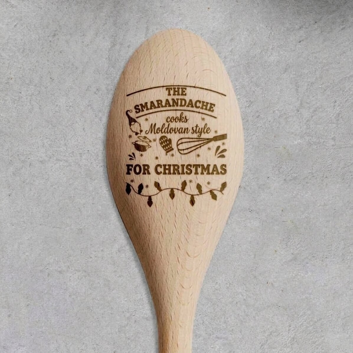 Cuchara de madera personalizada con texto - Navidad en la cocina