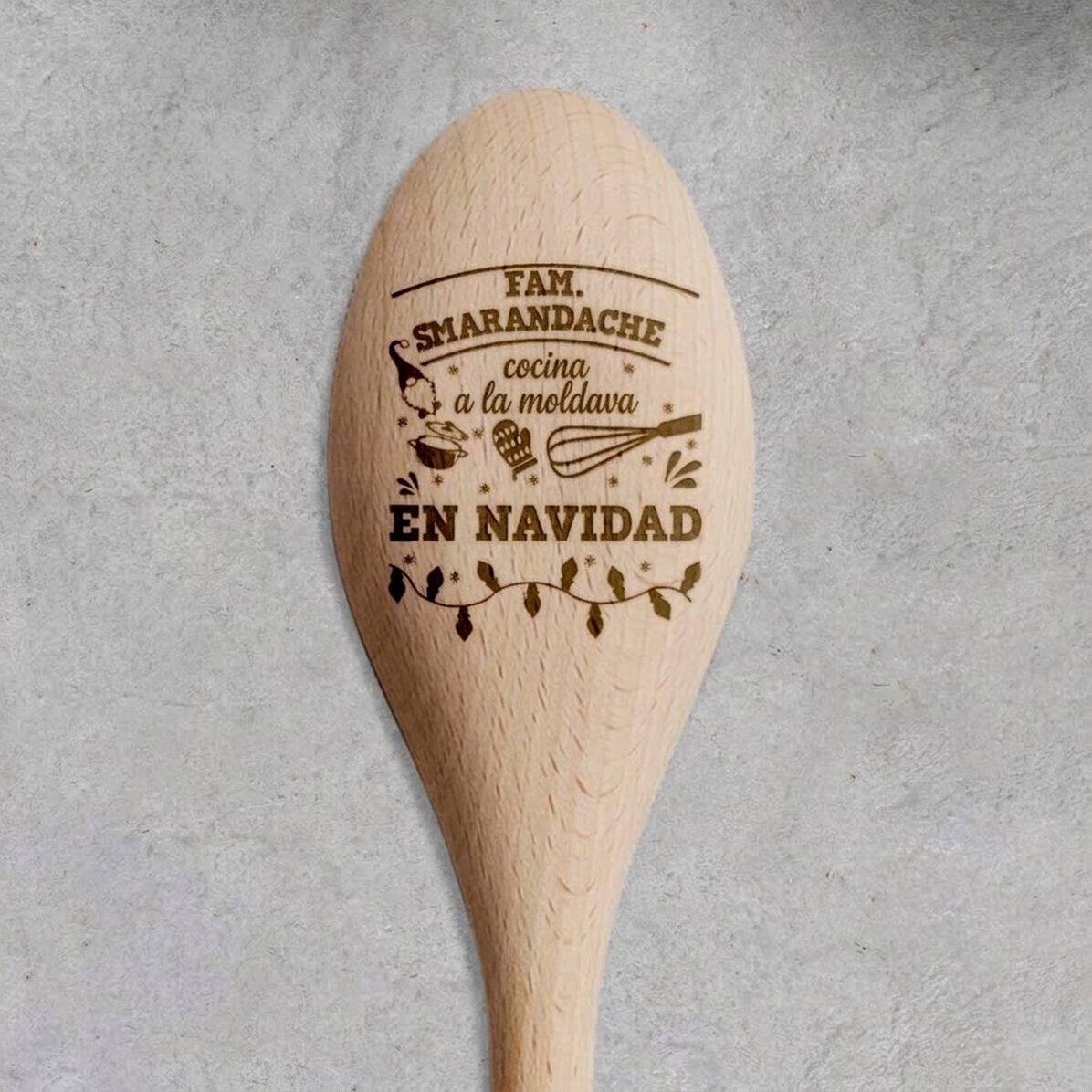 Cuchara de madera personalizada con texto - Navidad en la cocina