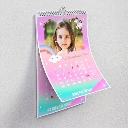 Calendario personalizado para niños con fotos y texto - Unicornio