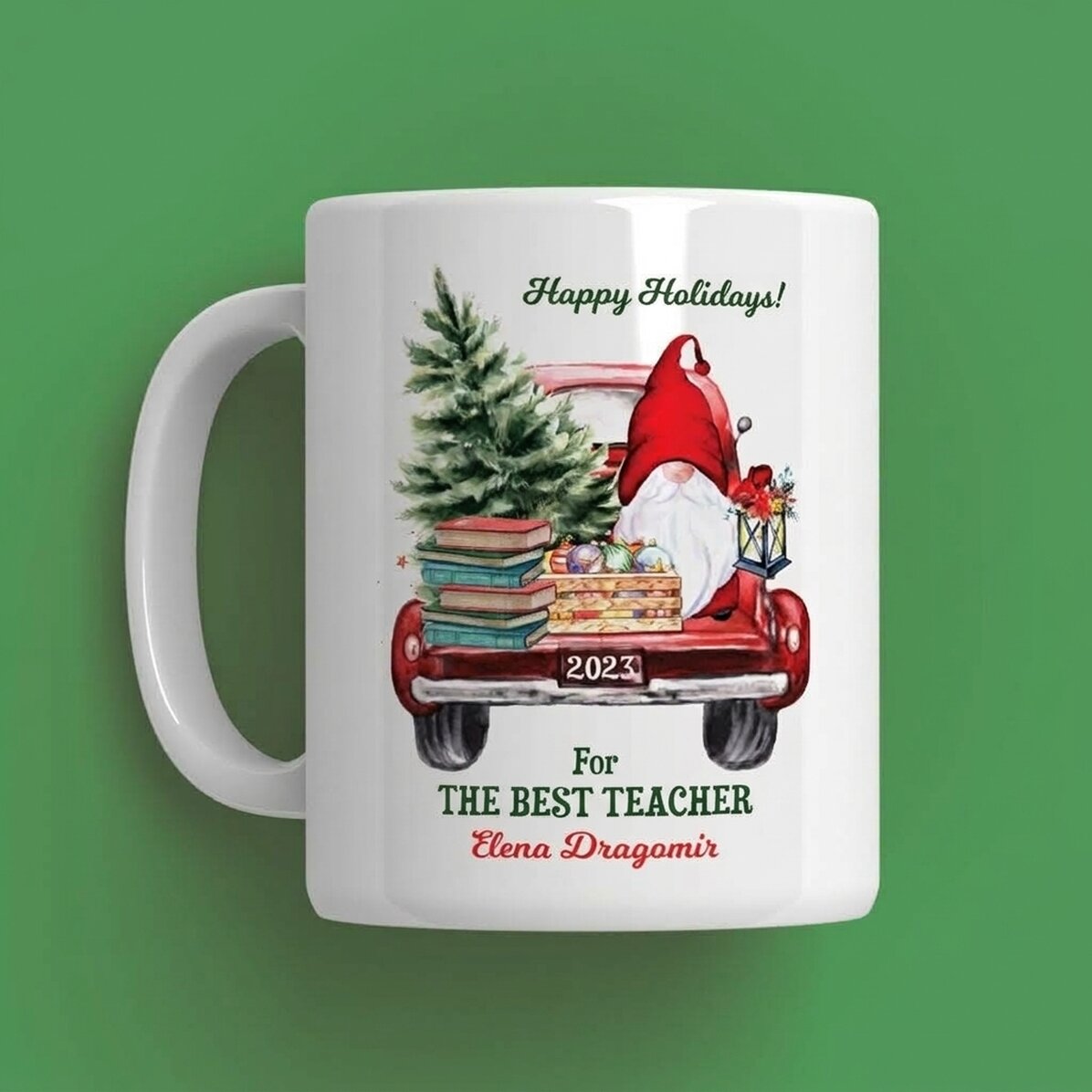 Taza personalizada con texto - Diseño navideño para profesores y educadores