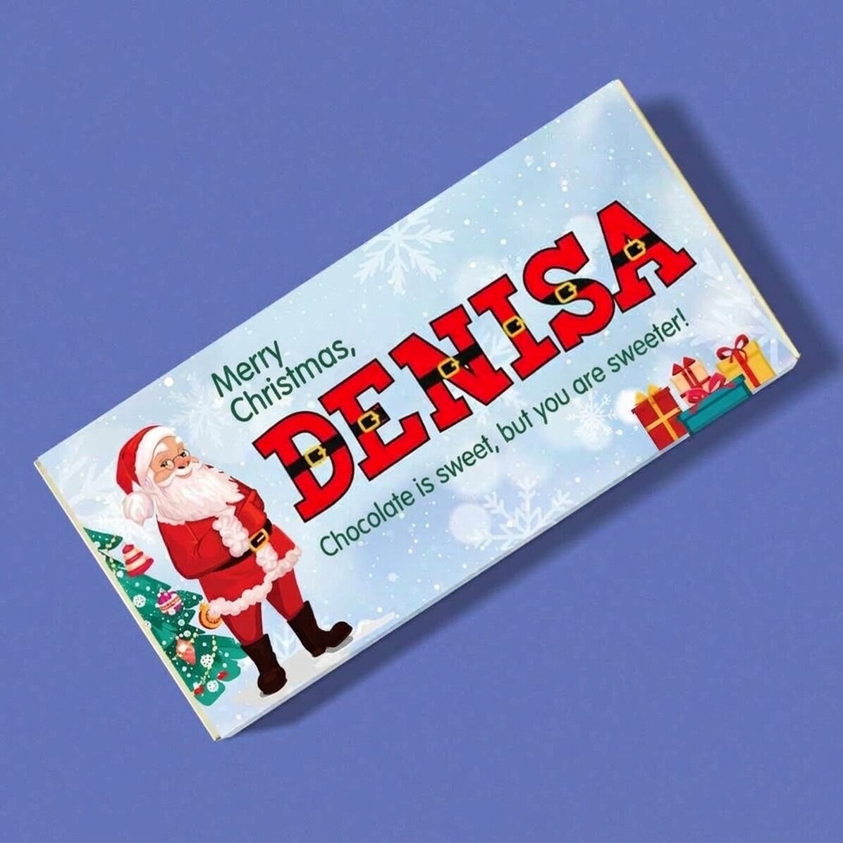 Chocolate personalizado con nombre y mensaje - De Papá Noel