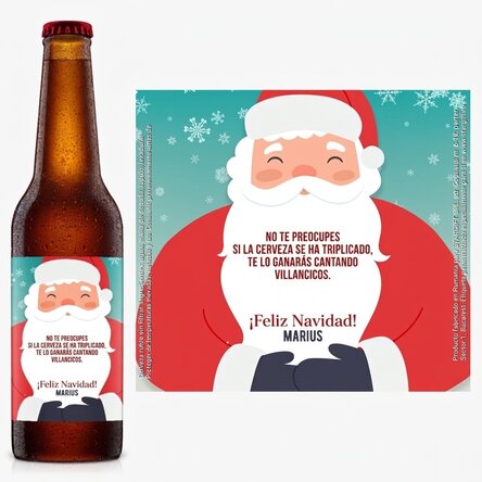 Cerveza personalizada con texto: Papá Noel